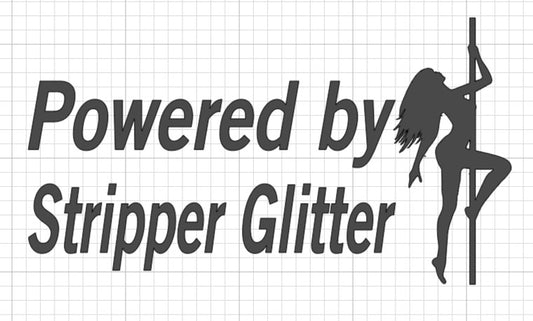 Powered By Stripper Glitter Sticker